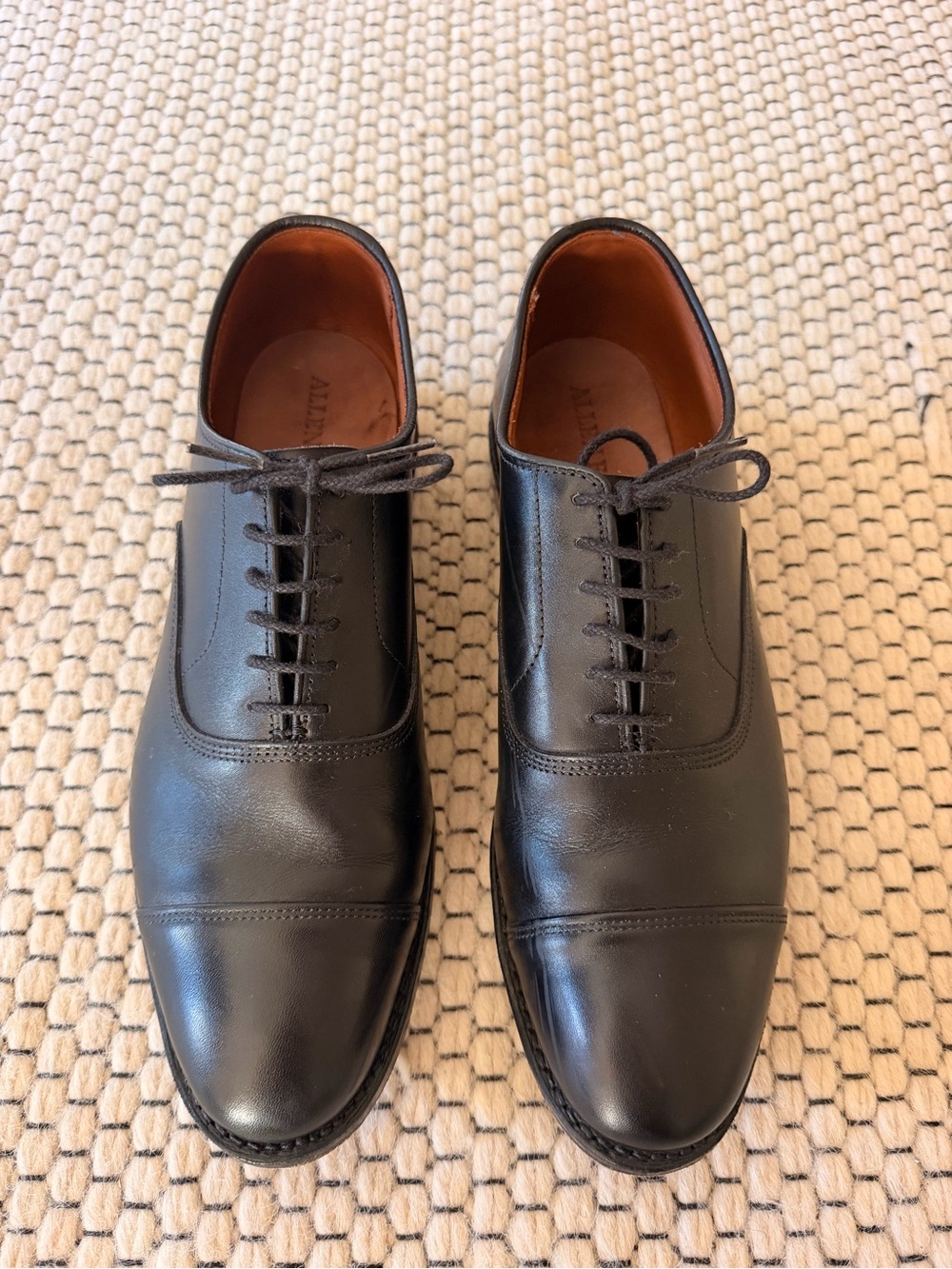 Allen Edmonds Park Ave Black Leather Cap-Toe Oxfords
